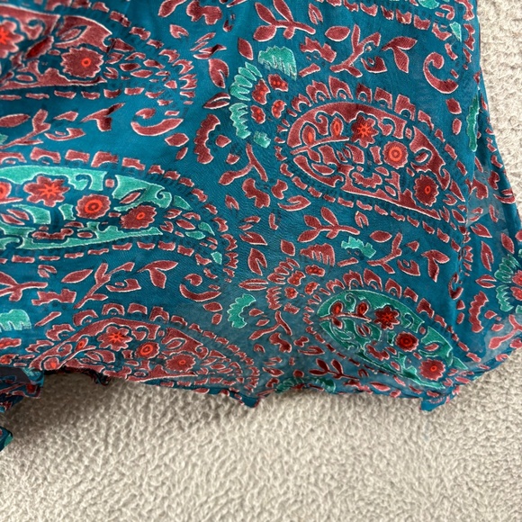 Floreat Anthropologie Silk Velvet Burnout Paisley Babydoll Top Small Boho - Picture 8 of 14
